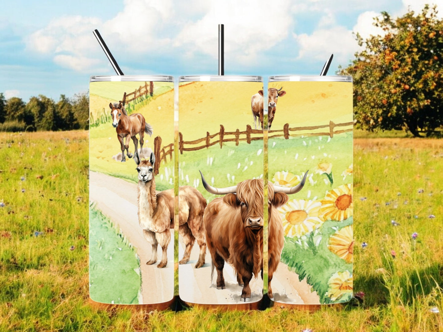 Farm Scene 20 oz Skinny Tumbler