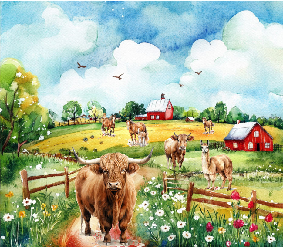Farm Scene with Barn 20oz Skinny Tumbler